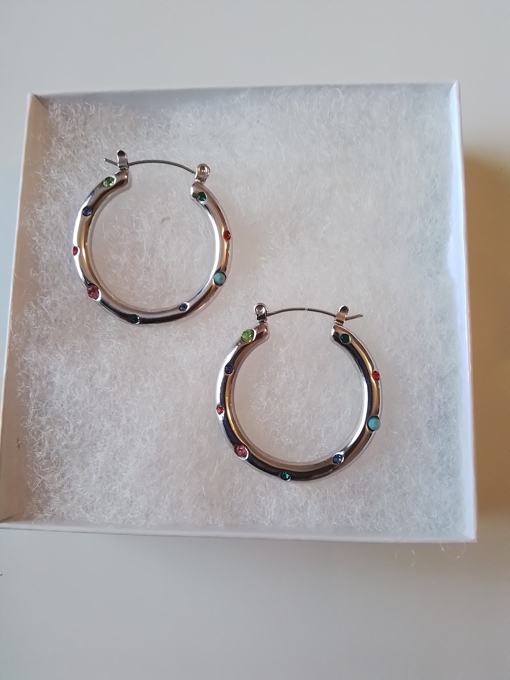 Multi-Stone Hoop Earrings - Colorful Gem Accents